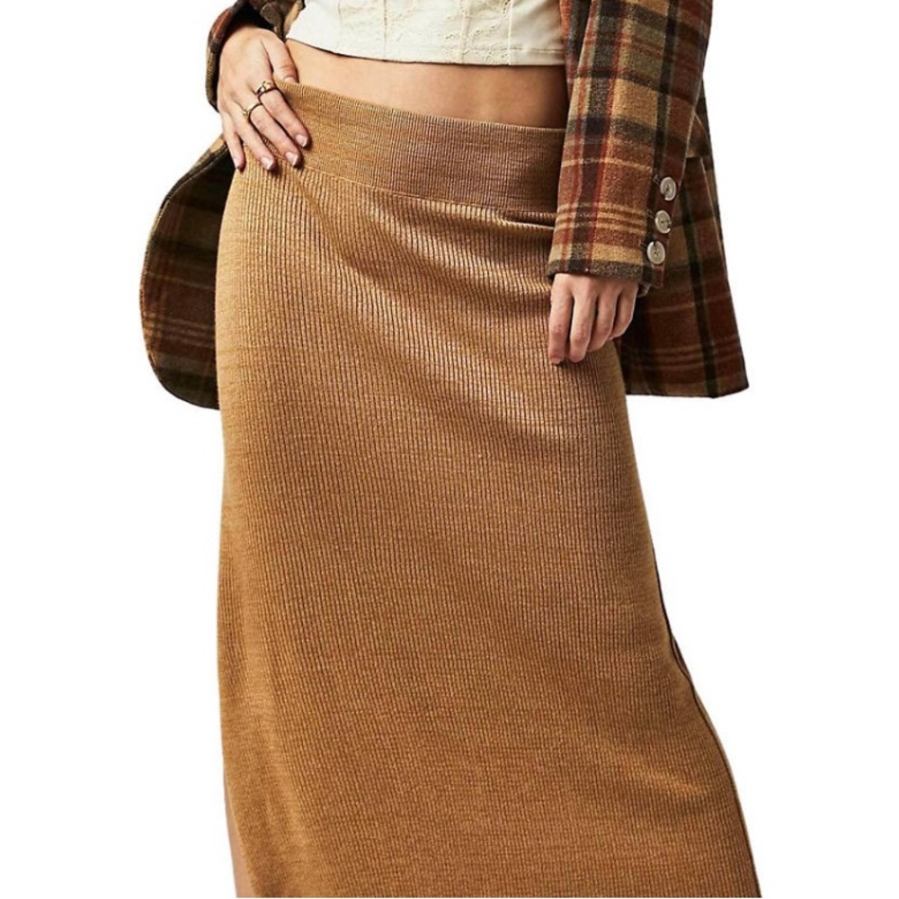 Free People Golden Hour Midi Skirt ✨ Apple Pie Combo Size S | viscose neutral - Picture 7 of 14